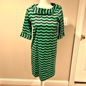 COPY - Sailer-Sailor by Just Madras green & blue quarter sleeve boat neck, midi…